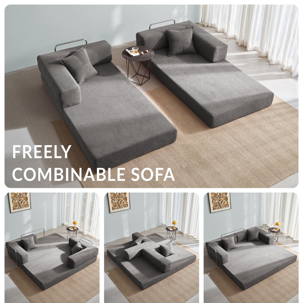 YINIX 78,6 Convertible Sofa Couch with 2 Pillows, Sleeper Sofa Bed for Living Room, Small Spaces, Orange