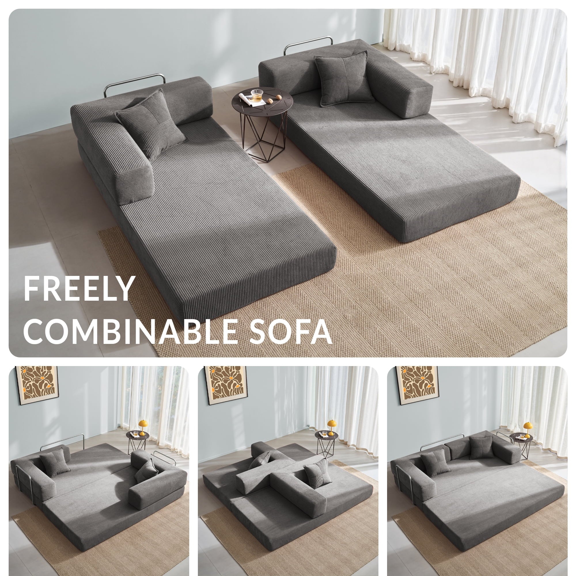 YINIX 78,6 Convertible Sofa Couch with 2 Pillows, Sleeper Sofa Bed for Living Room, Small Spaces, Orange