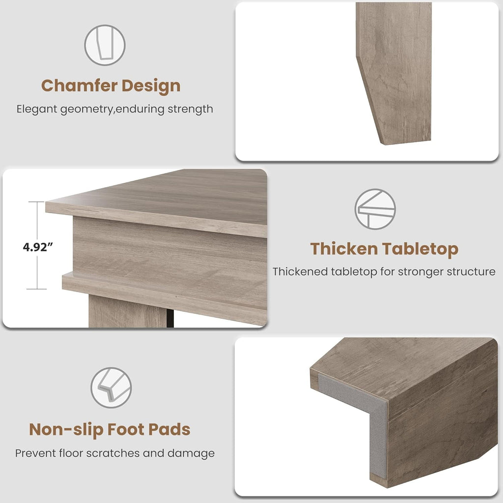 Farmhouse Dining Table for 6-8 People, Versatile Modern Wooden Dinner Table Kitchen Table for Dining Room Conference Room