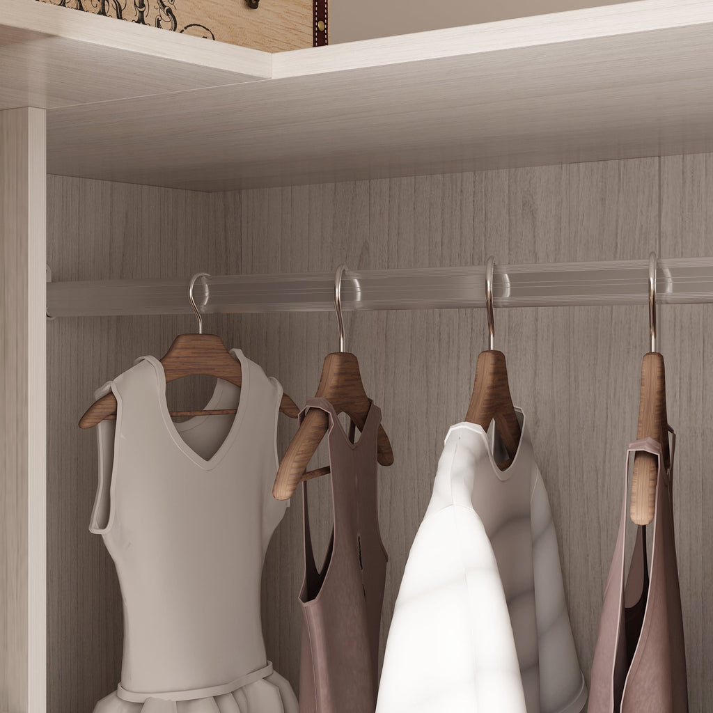 KULAGAGA Corner Armoire Wardrobe with Frosted Glass Doors, L-Shaped Closet Cabinet with Shelves and Hanging Rail for Bedroom
