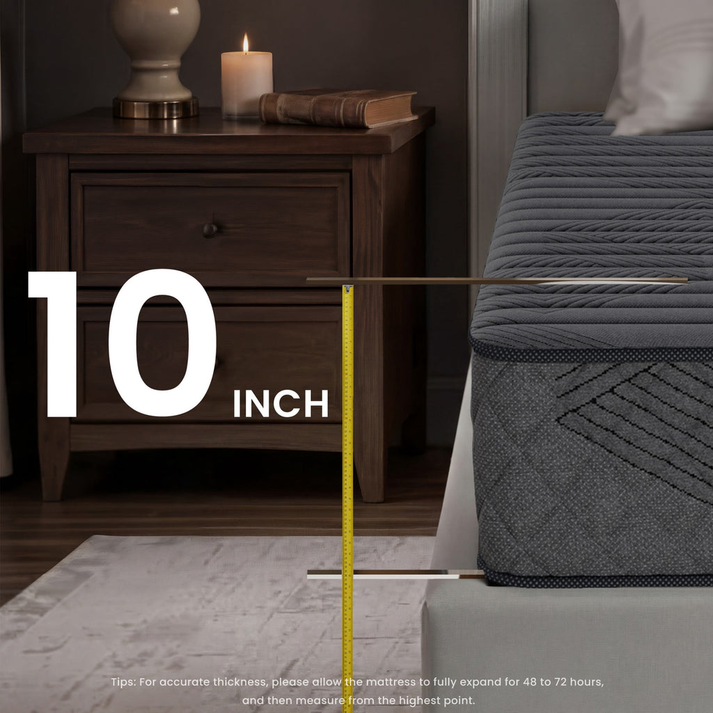 POSMOND Queen Mattress 10 inch Hybrid Mattress in a Box with Pocket Spring & Memory Foam, Medium Firm Mattresses for Back & Stomach Sleepers, CertiPUR-US Certified