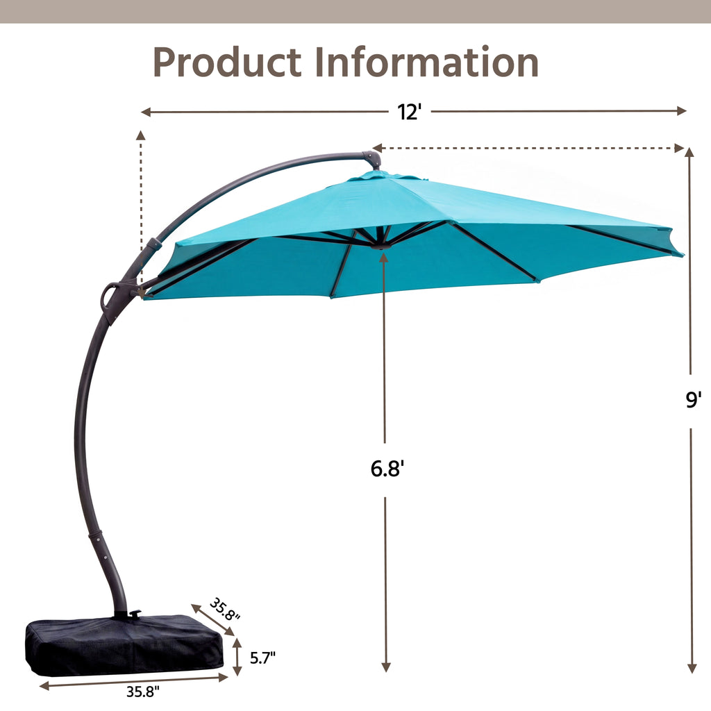 LAUSAINT HOME 11 FT Outdoor Patio Umbrella with Base, Aluminum Cantilever Umbrella with Crank, Champagne