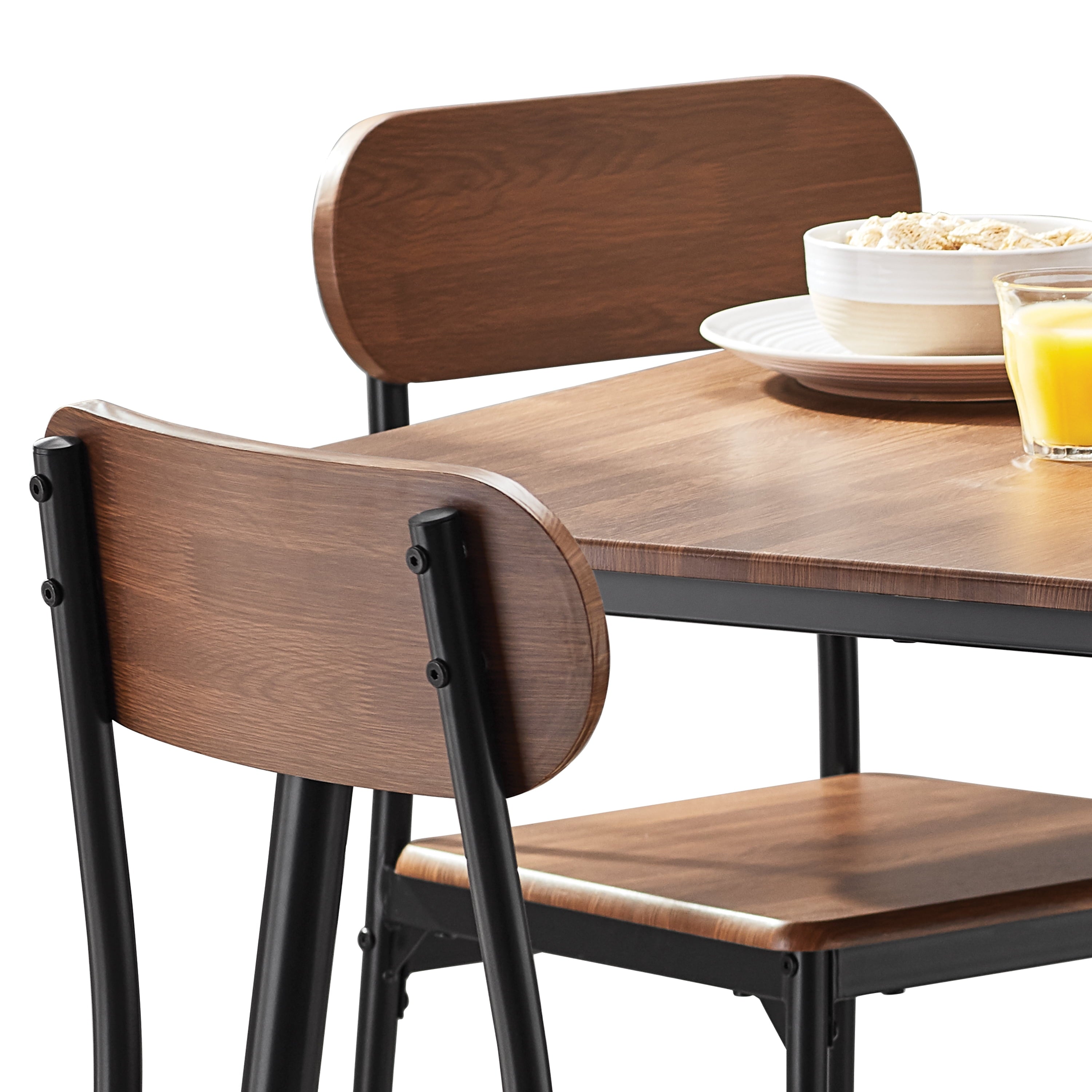 Mainstays 5-Piece Modern Wood & Metal Dining Room Set, Walnut Color for Indoor