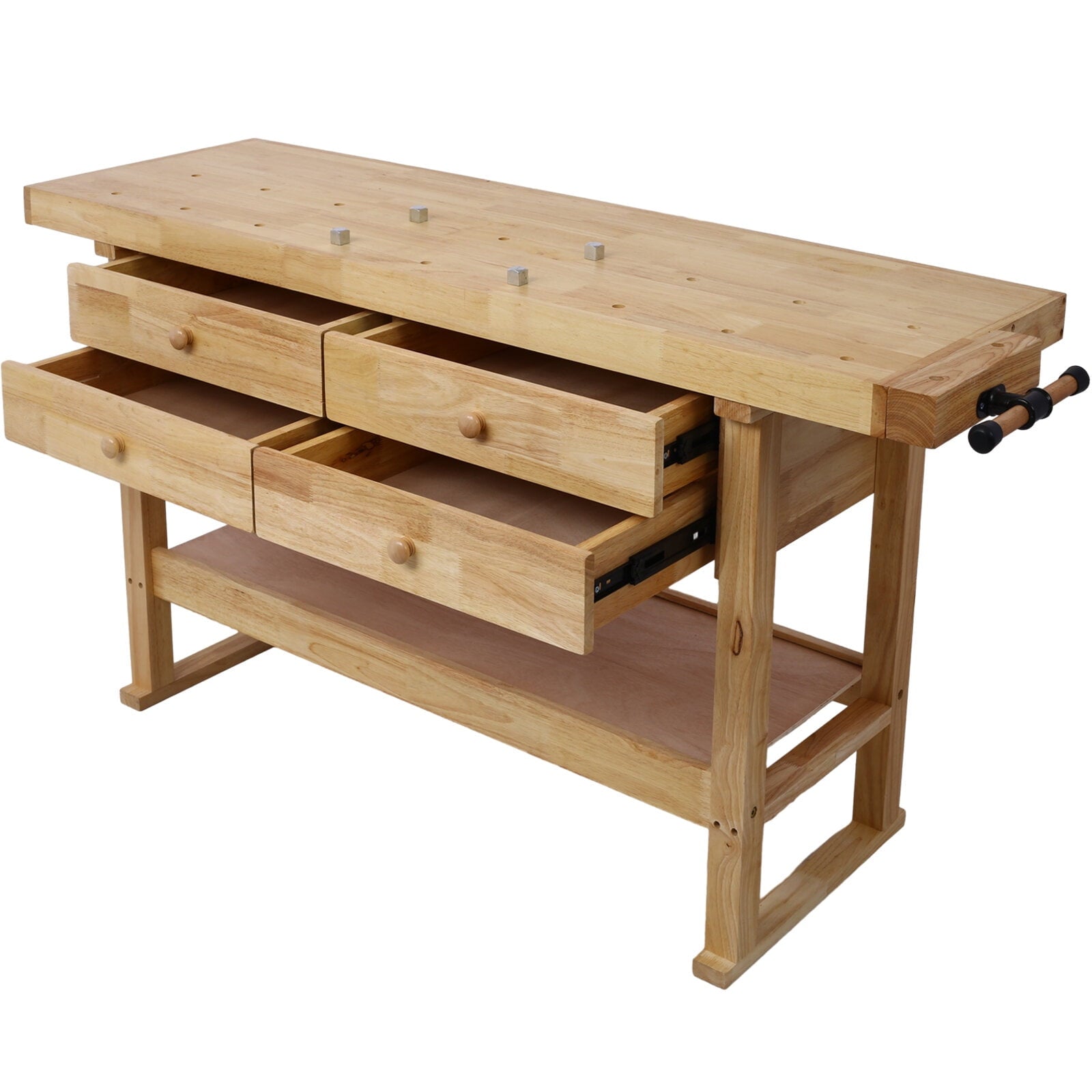 55-Inch Wood Workbench - Wooden Workbench for Garage Workshop and Home,