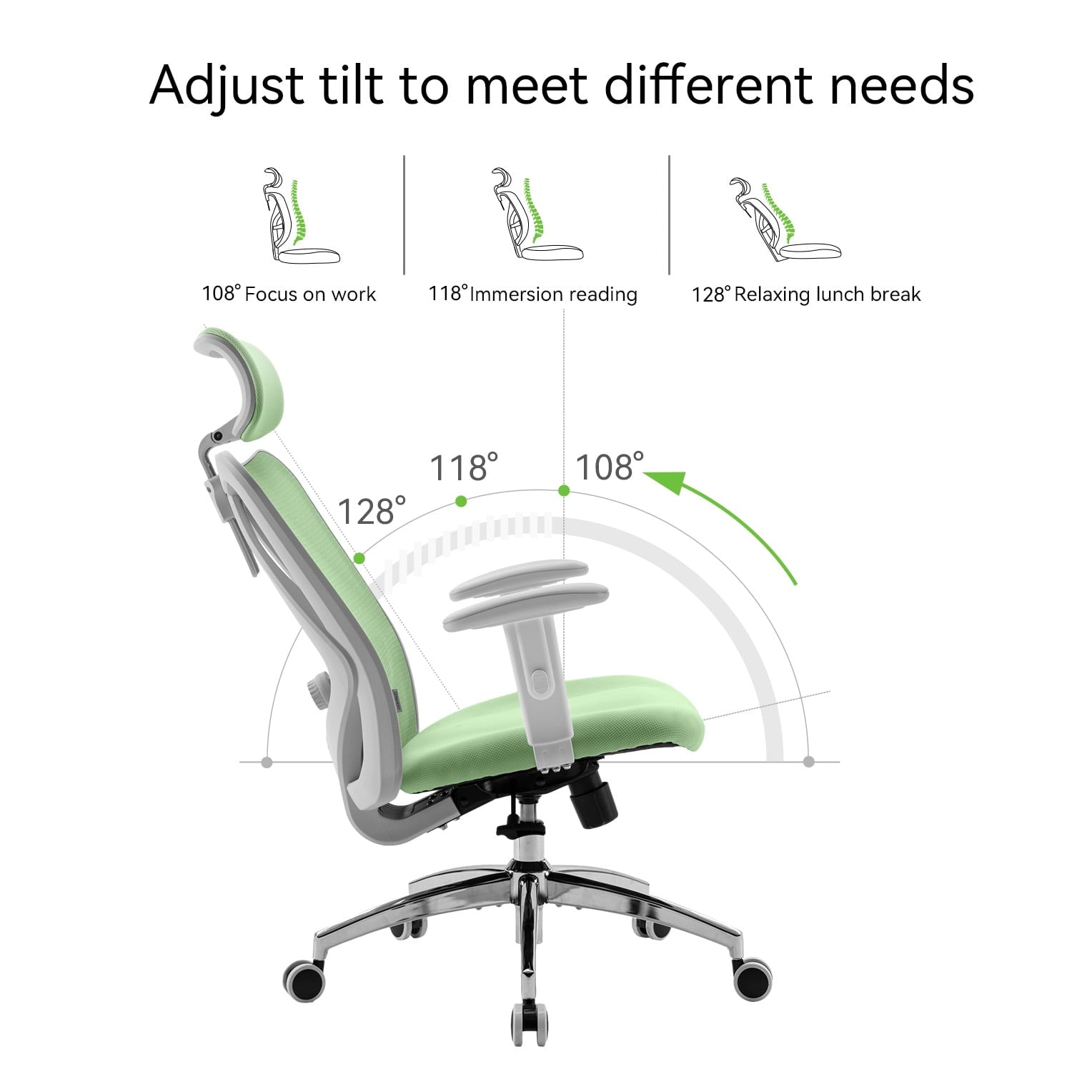 Sihoo M18 Mesh Ergonomic Office Chair with Adjustable Lumbar Support, High Back, Black