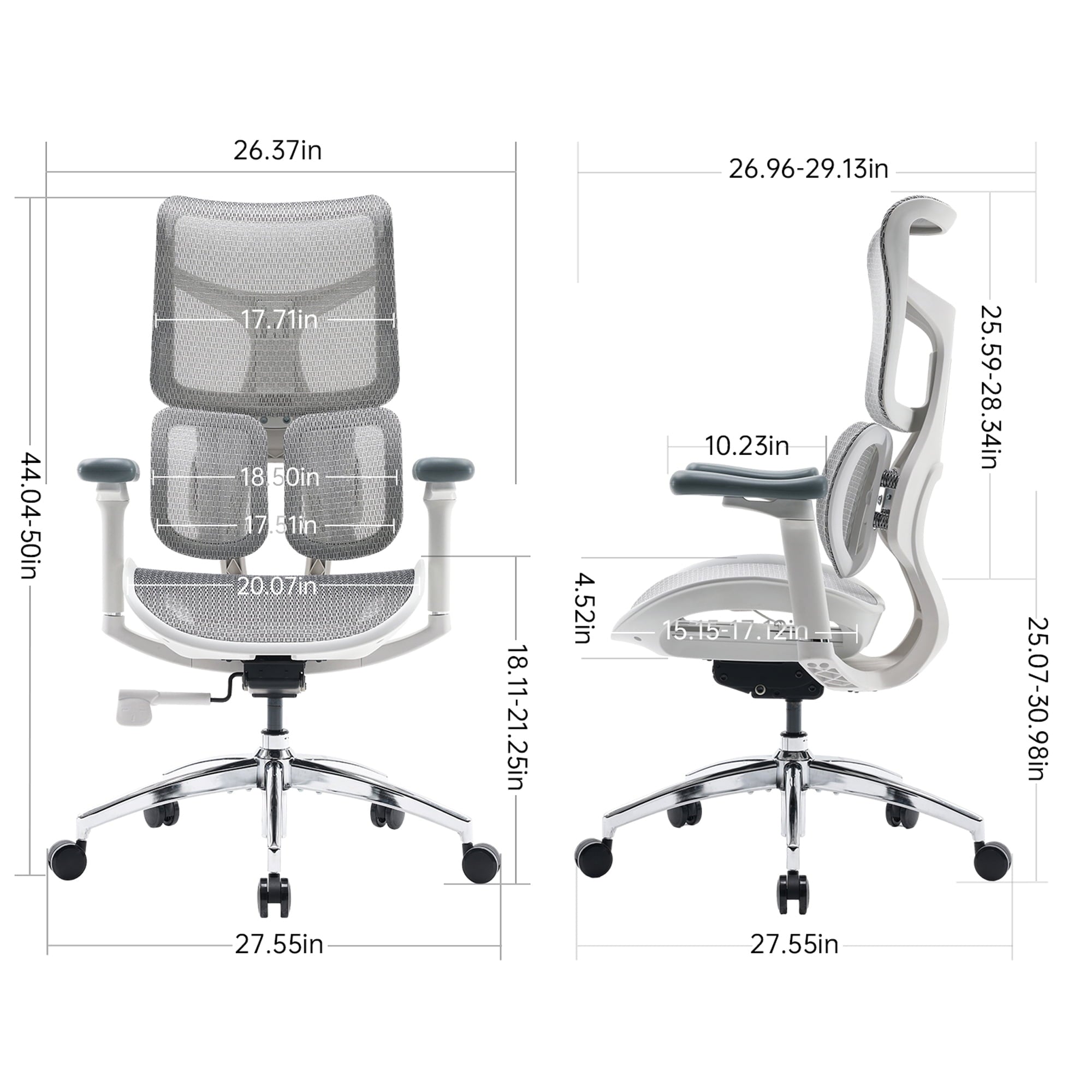 SIHOO Doro S100 Ergonomic Office Chair - with Dual Dynamic Lumbar Support, 5-Level Adjustable Backrest, 4D Coordinated Armrests, 135-degree Max. Recline Angle White