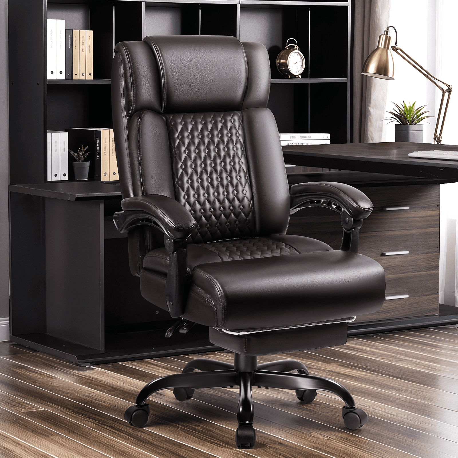 Waleaf Office Chair with Footrest,90-165°Reclining Ergonomic High Back Computer Desk Chair Lumbar Support for Home Office