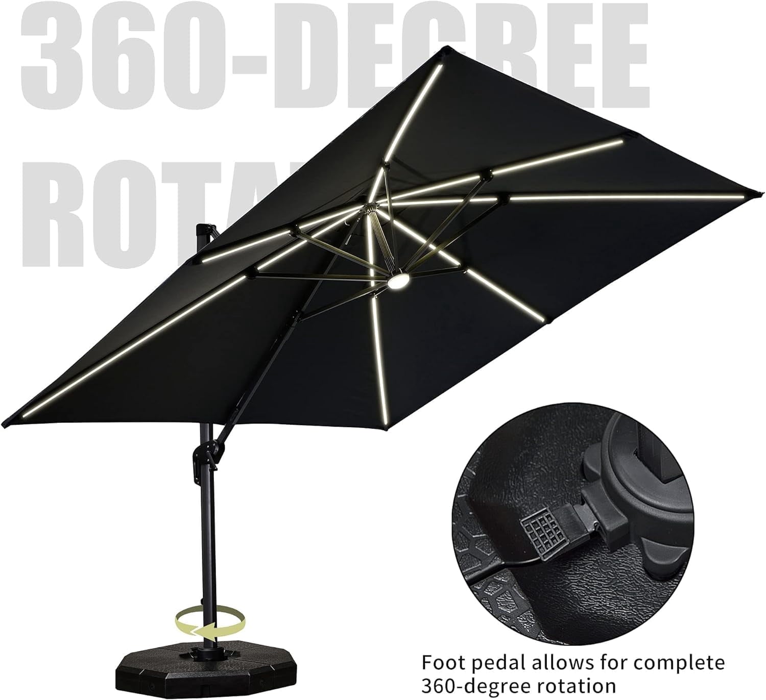 PURPLE LEAF 9x11.5 Ft Cantilever Umbrella Rectangle Outdoor Patio Umbrella Large Offset Hanging Umbrella Aluminum Umbrella with 360°Rotation Adjustable Garden Pool Umbrella,Turquoise Blue