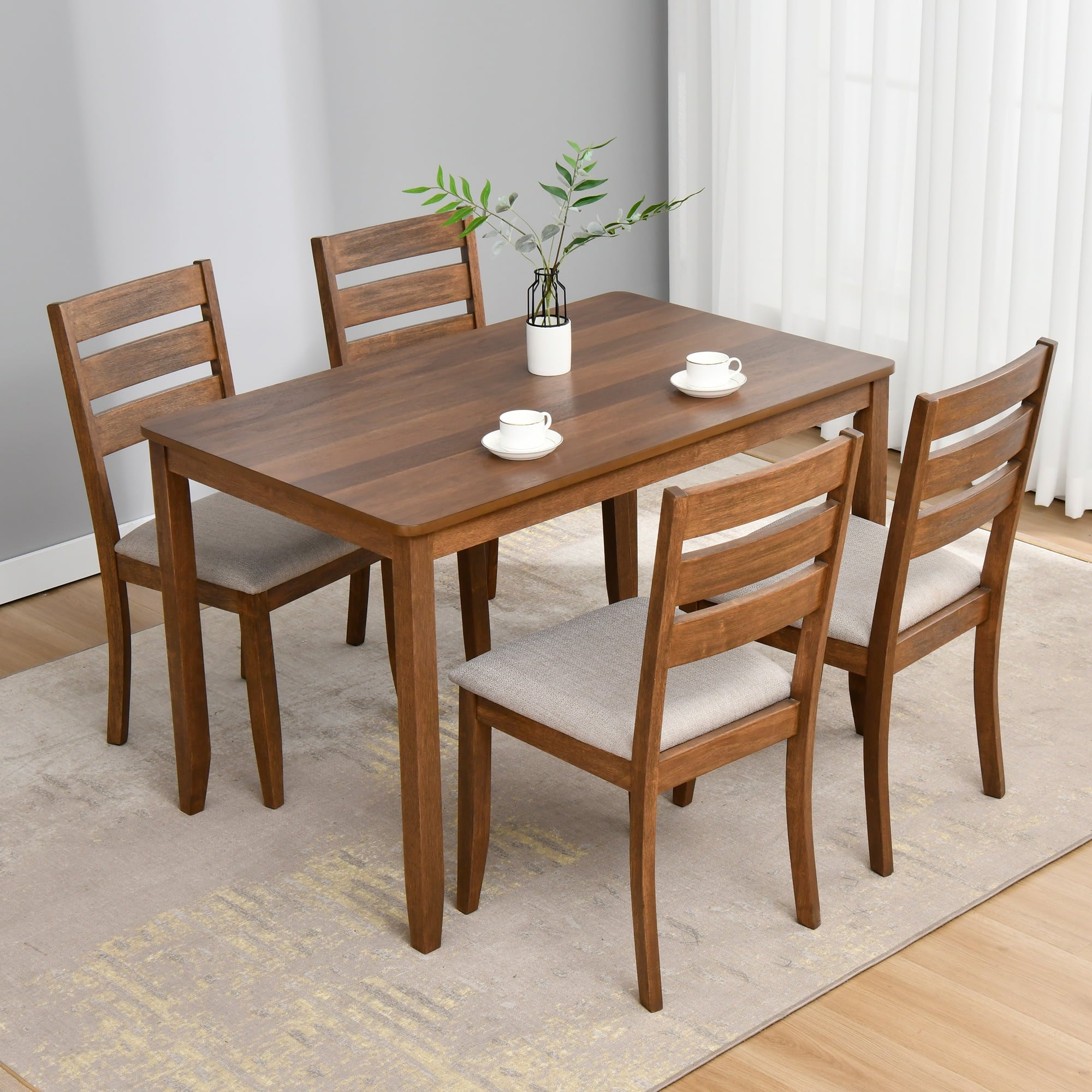 Duhome Dining Table Kitchen Dining Table Solid Wood Rectangular Table for Kitchen Dining Room Livingroom Restaurant, Caramel