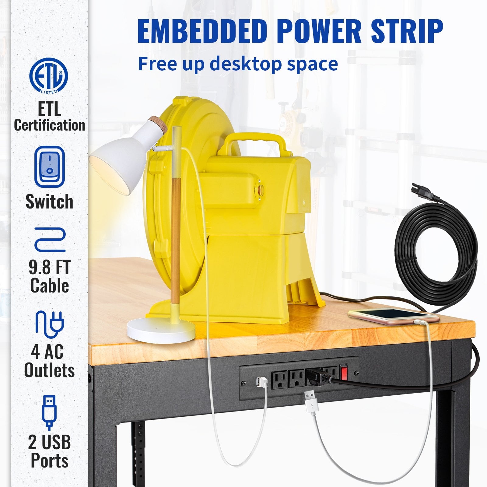 dokea Adjustable Height Workbench - 48 L, 2000 lbs Capacity