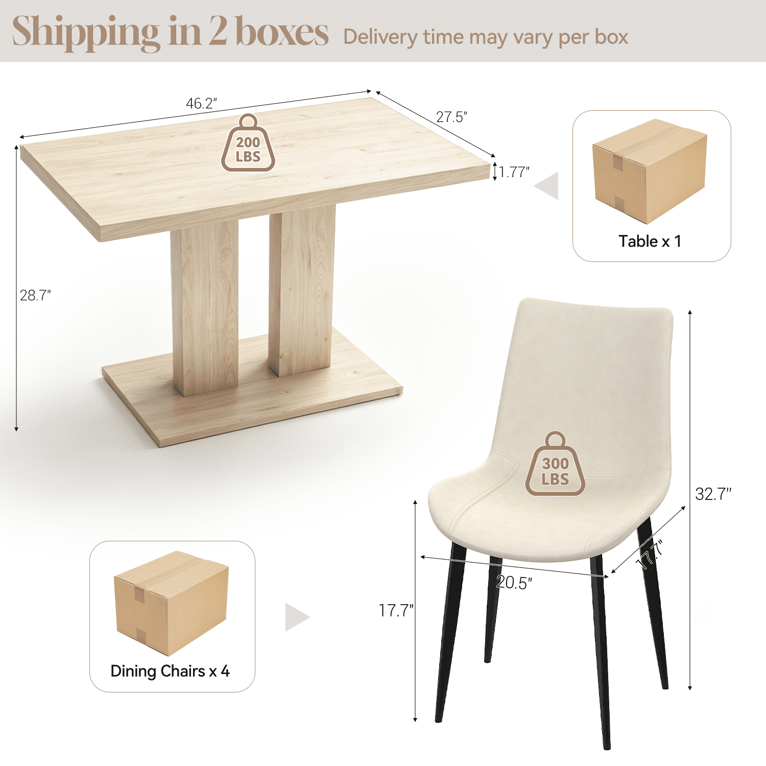 46.2 Dining Table,Modern Square Dining Table for 4-6 People,Rectangular Dining Room Table with Sturdy Pedestal Base，Rectangle kitchen Table for Living Room, Apartment