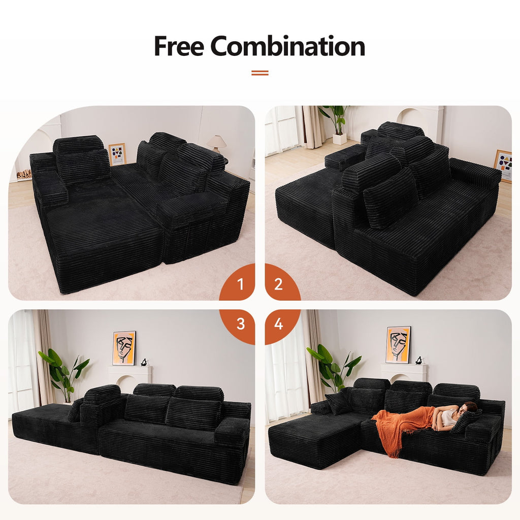 71 High Backrest Sofa for Small Spaces, Compressed Corduroy Couch with Deep Seating for Living Room, Bedroom, Dark Grey