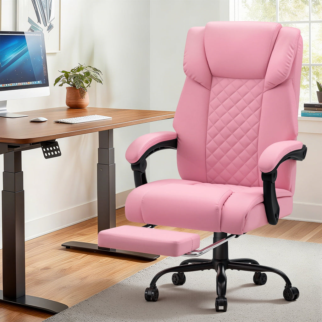 Hoffree Massage Office Chair 400LBS Executive Office Chair Massage and Footrest Big and Tall Office Chair with Heated Lumbar Support, Ergonomic Computer Desk Chair Reclining High Back Leather Office
