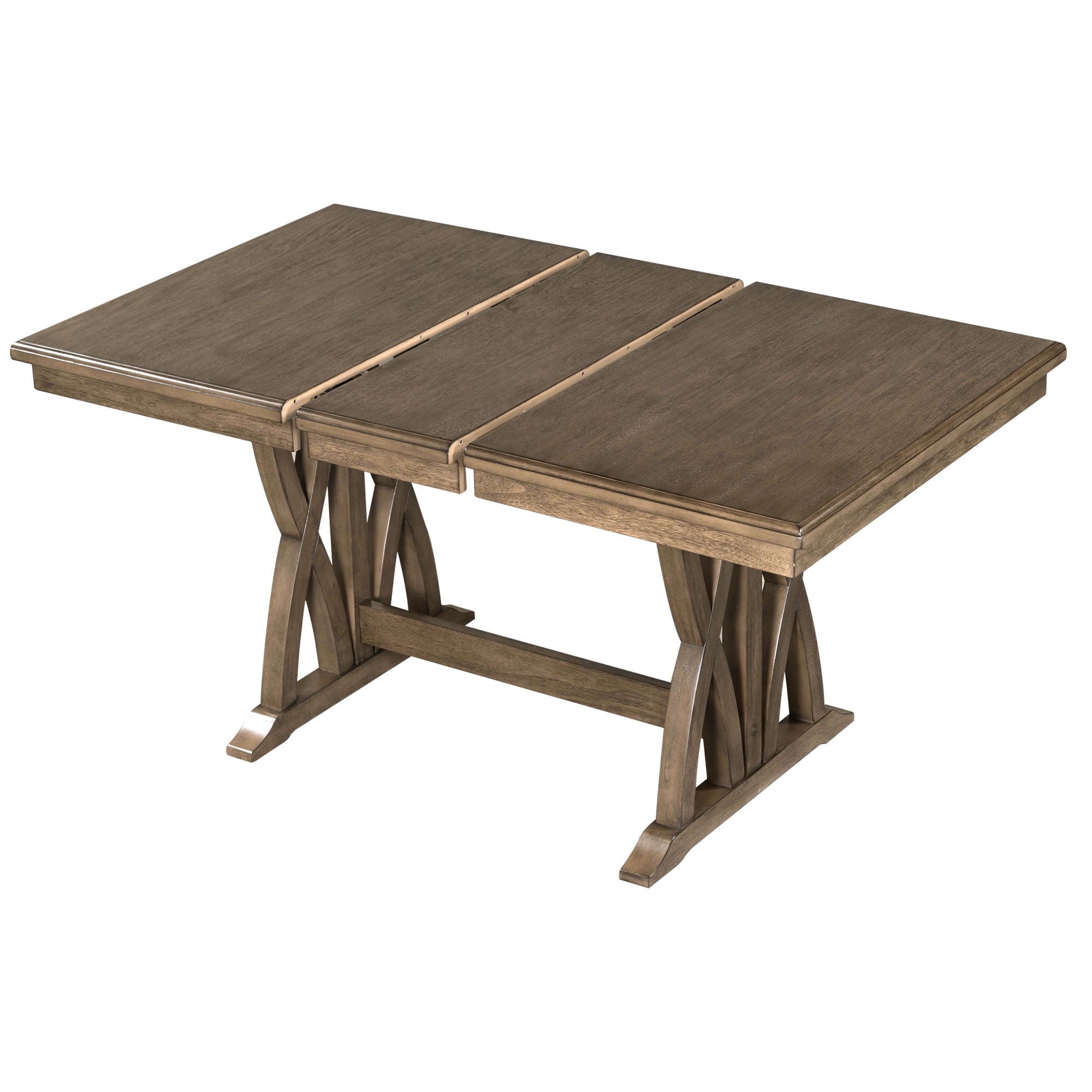 Harper & Bright Designs 7 Pieces Retro Dining Set for 6, Wood Rectangular Table with Designed Trestle Base and 6 Upholstered Chairs for Dining Room and Kitchen, Grey