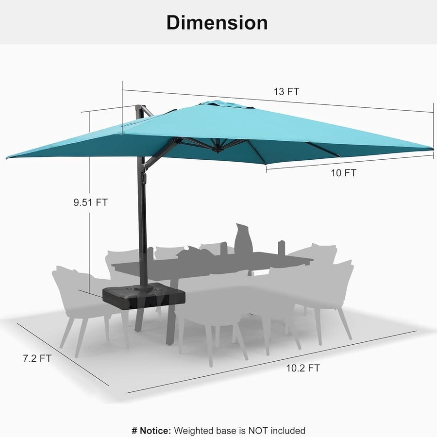 PURPLE LEAF 12 FT Outdoor Cantilever Umbrellas Square Aluminum Windproof Offset Umbrella with 360°Rotation Tilt Adjutable Garden Pool Large Patio Umbrella,Gray
