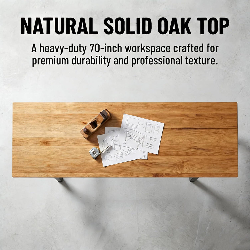60 Inch Adjustable Workbench with Power Outlet, 2500 LBS Heavy Duty Double-Layer Workbench with Hardwood Top, 6-Level Height Adjustable Garage Work Table with Wheels, Rolling Workstation for Workshop