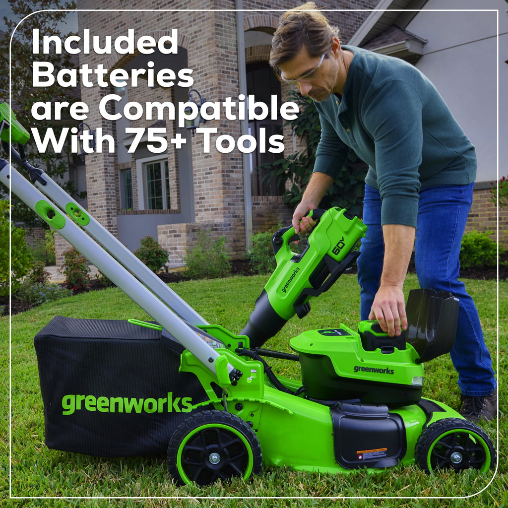 Greenworks 60V 21” Self-Propelled Lawn Mower with (2) 5.0 Ah Batteries & Rapid Charger 2546202