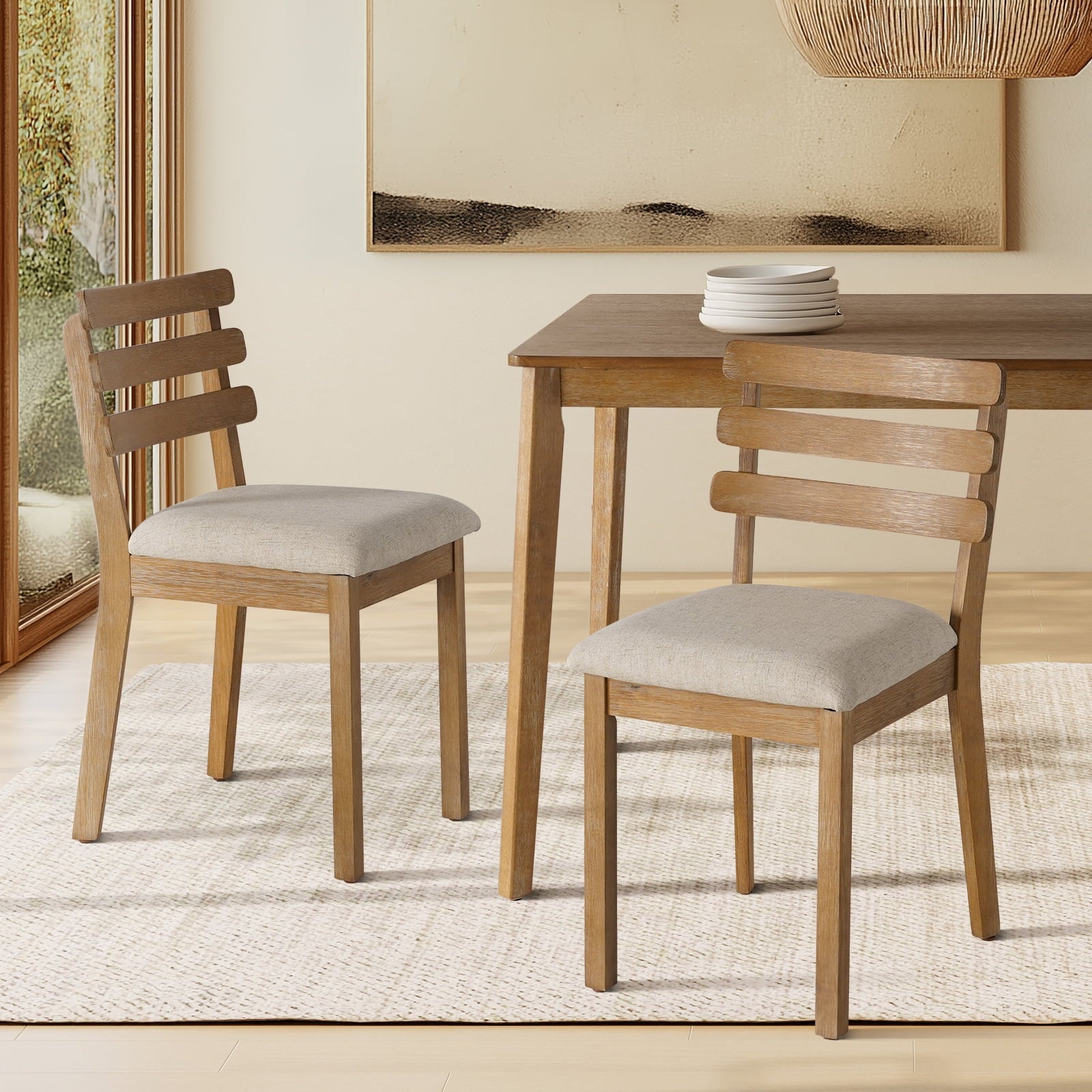 KithKasa Rectangular Dining Table Set for 4 , Kitchen Table and Chairs for 4, 5 Piece Space Saving Wood Kitchen & Dining Room Tables Set Furniture