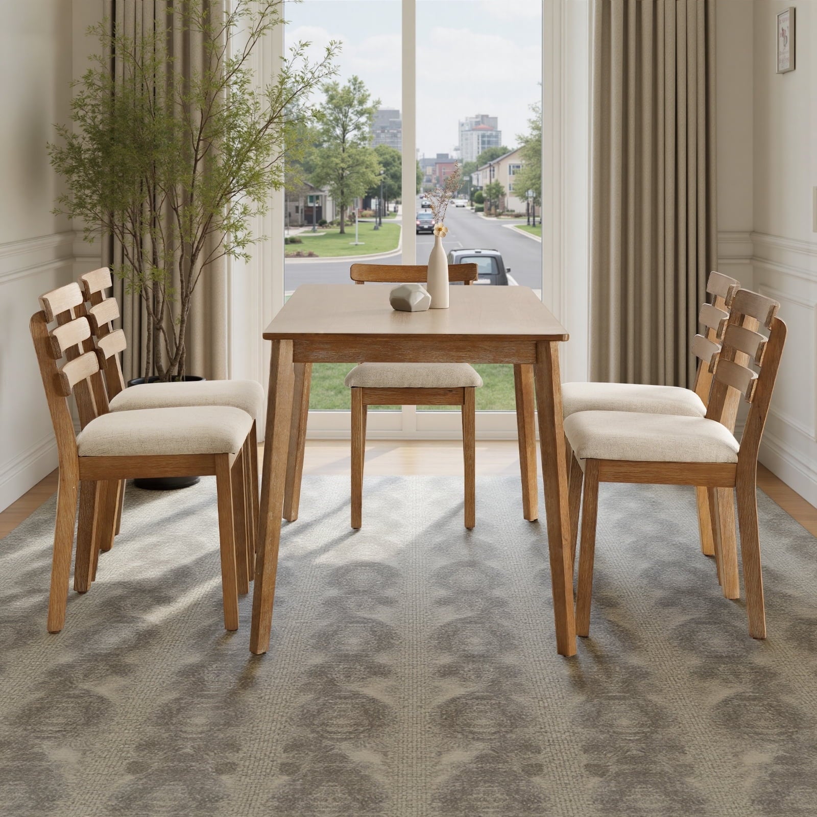 Kithkasa 47 Dining Table for 6 People,Wooden Farmhouse Kitchen Table for Kitchen, Living Room,Dining Room,Natural