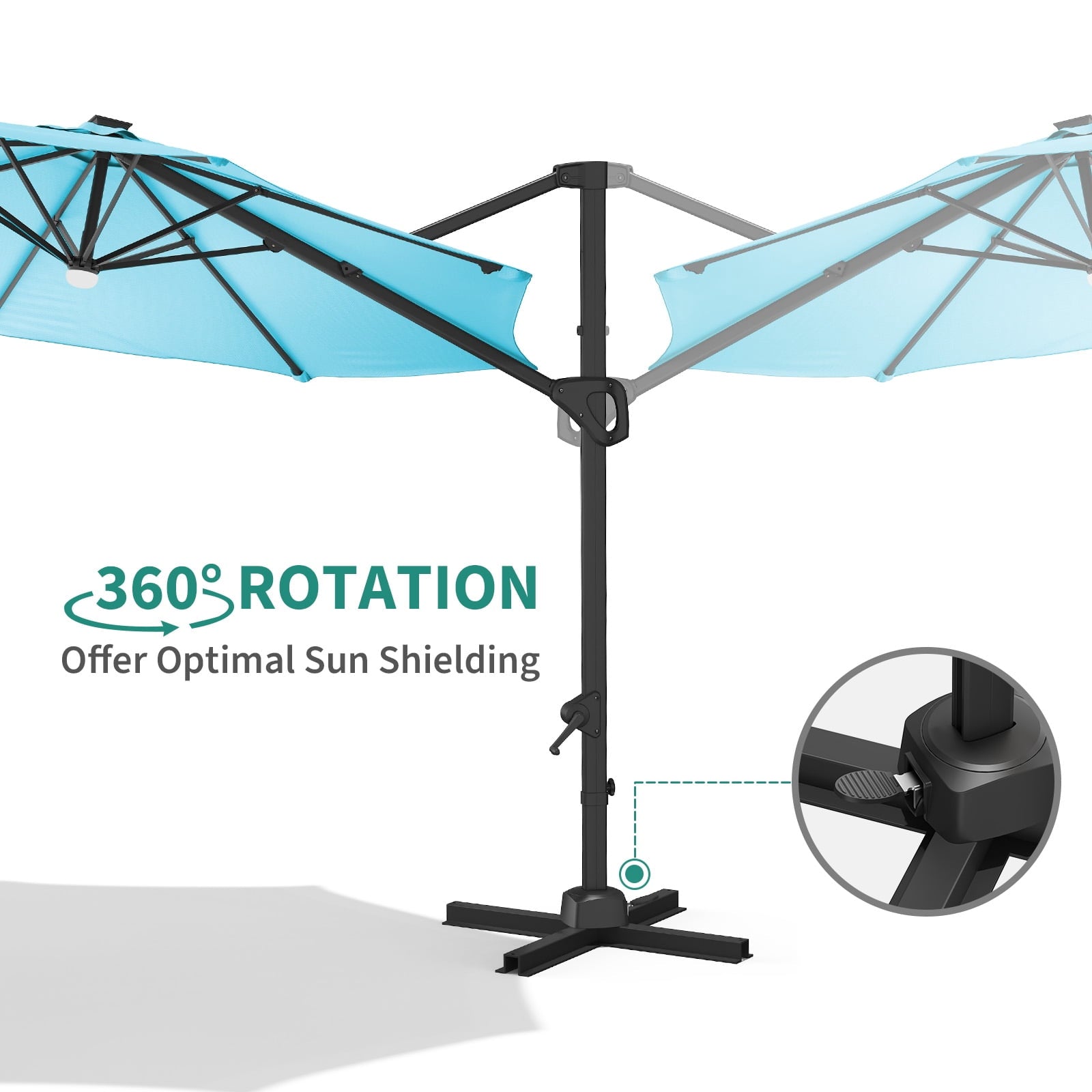 360° Rotating Cantilever Patio Umbrella – Heavy-Duty Waterproof Oxford Canopy, Adjustable Tilt, Rust-Proof Aluminum Frame, Easy Crank, Cross Base – Large Sun Shade for Garden, Poolside, Patio – Grey