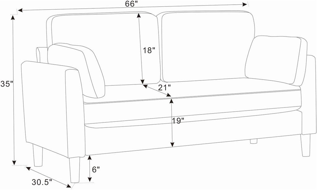 FFH 80.7 Corduroy Sofa, 3 Seater Boneless Cloud Couch for Small Living Rooms, Apartments and Offices, Black