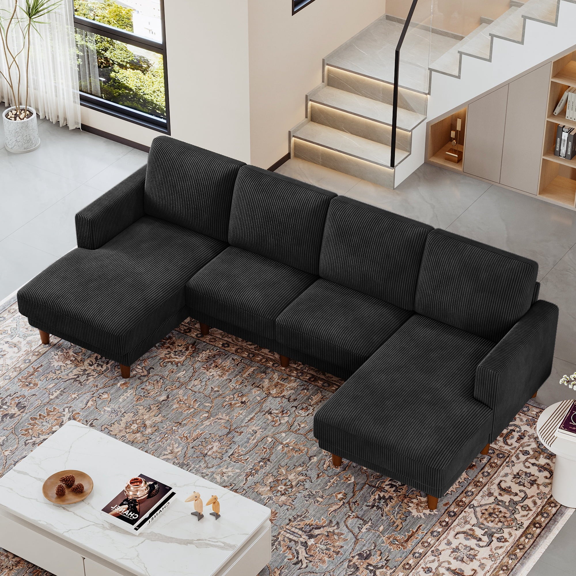 87 Corduroy Sofa,3 Seater Sofa with Extra Deep Seats,Neche Comfy Upholstered Couch for Living Room,2 Pillows,Green