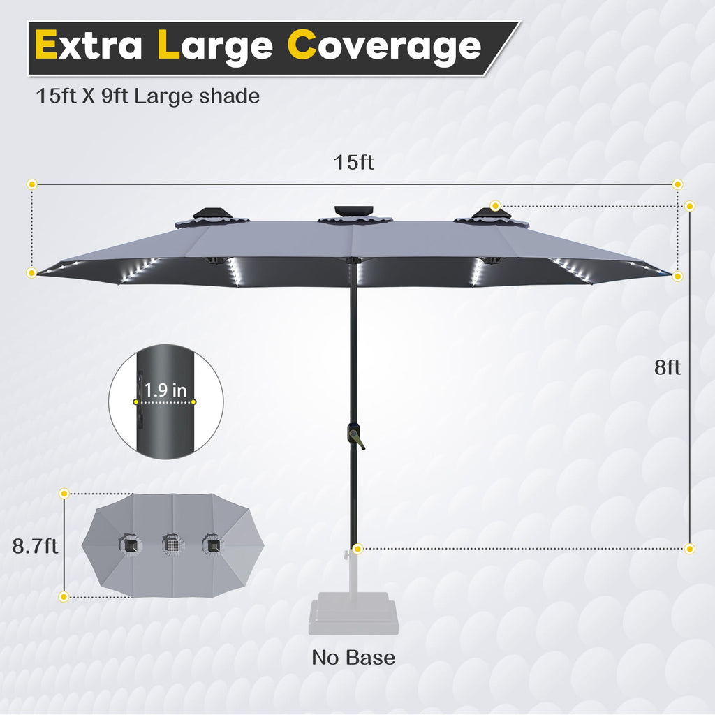 AECOJOY 10x10ft Outdoor Cantilever Patio Umbrella with Base, 360° Tilt & Rotate, Beige