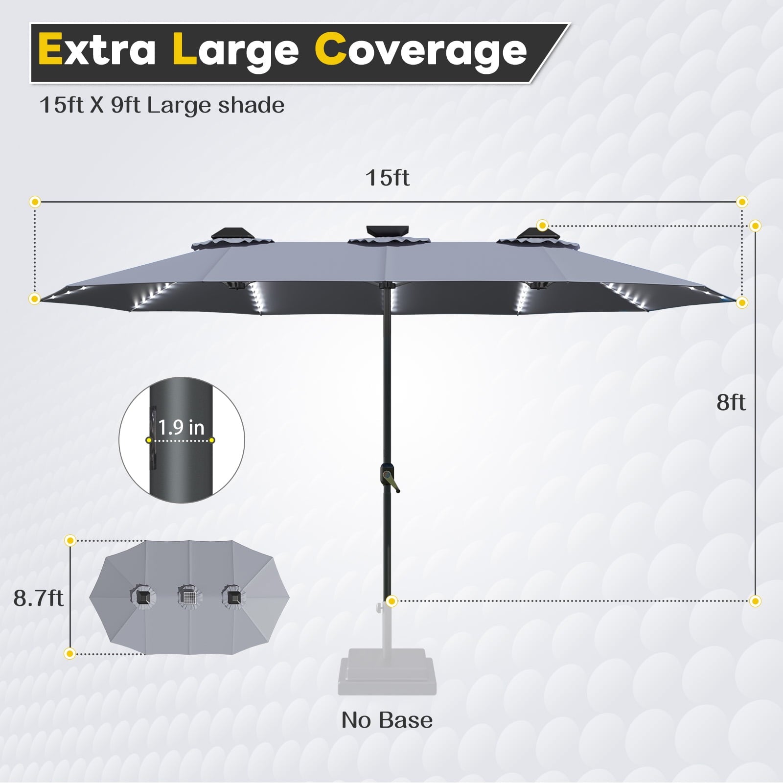 AECOJOY 10x10ft Outdoor Cantilever Patio Umbrella with Base, 360° Tilt & Rotate, Beige