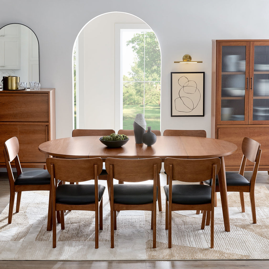 Better Homes & Gardens Greyson Mid-Century Extendable Dining Table, Solid Wood and Veneer, Acorn Finish
