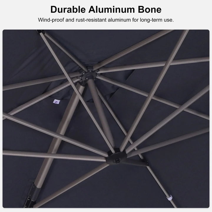 PURPLE LEAF Patio Umbrella with Base Included, 10ft Outdoor Aluminum Cantilever Umbrella with 360° Rotation, Aluminum Large Offset Umbrella for Outdoor Garden Pool, Beige