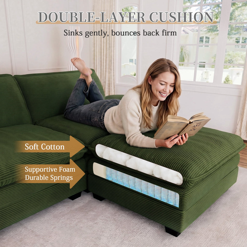 Muumblus 80.5 Corduroy Loveseat Sofa, Oversized Upholstered 2-Seater Fluffy Cloud Sleeper Couch for Living Room/Apt, Pink