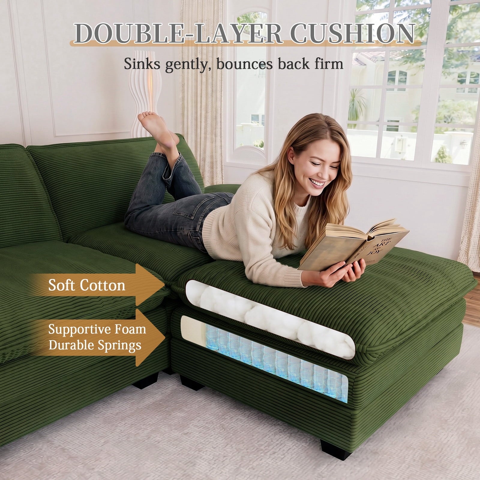 Muumblus 80.5 Corduroy Loveseat Sofa, Oversized Upholstered 2-Seater Fluffy Cloud Sleeper Couch for Living Room/Apt, Pink