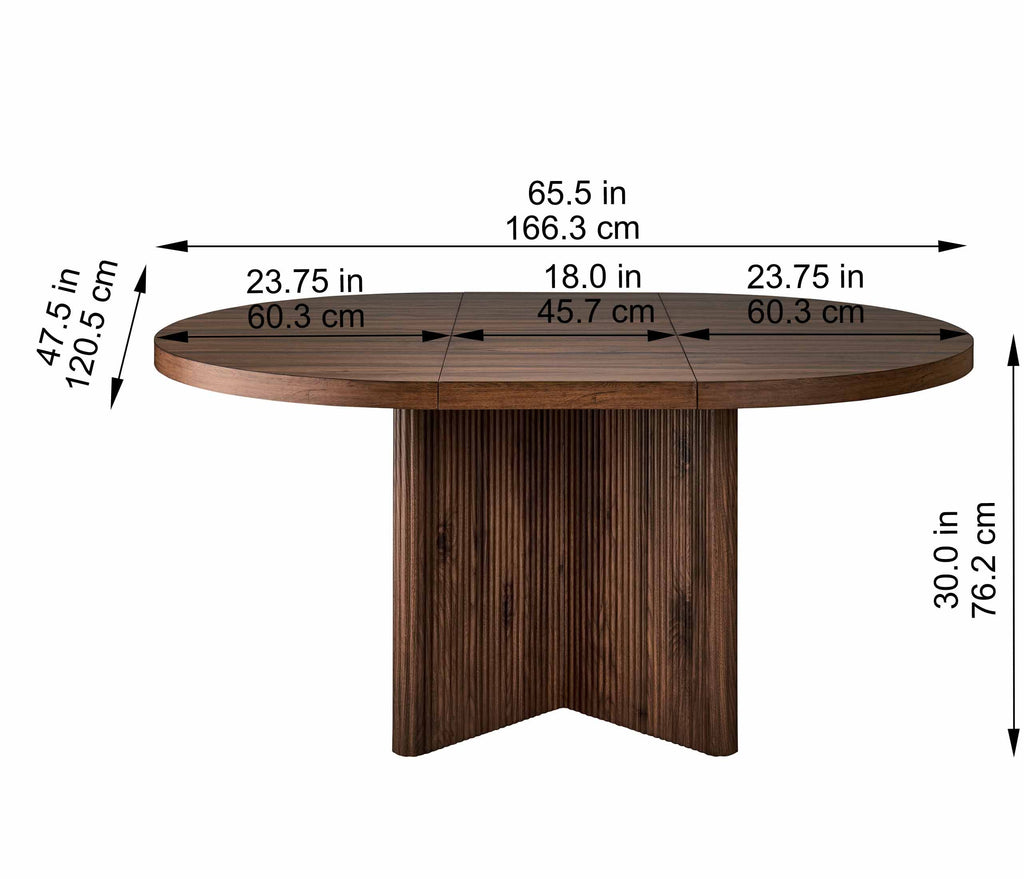Better Homes & Gardens Lillian Fluted Round Expandable Dining Table, Walnut Finish