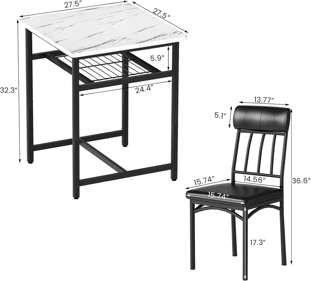 Lamerge 4 Person Dining Table Set, Wooden Dining Table 5 Piece Set with 4 Oak Metal Frame Chairs, Space Saving, Suitable for Apartments, Small Spaces, Kitchens, Breakfast Corners, Espresso Wood C