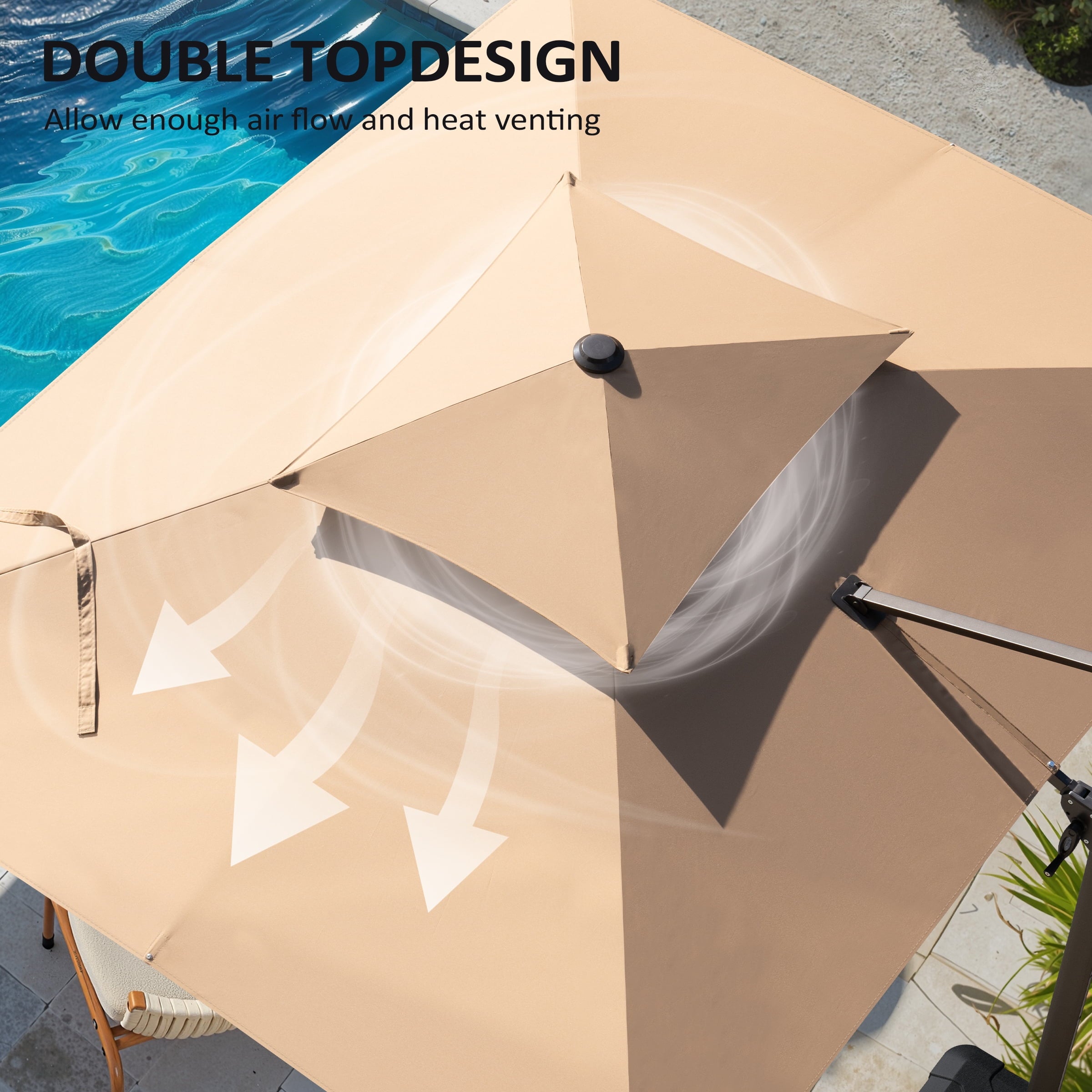 Pellebant 9' X 11' Patio Umbrella Outdoor Rectangle Umbrella Large Cantilever Umbrella Windproof Offset Heavy Duty Sun for Garden Deck Pool Patio