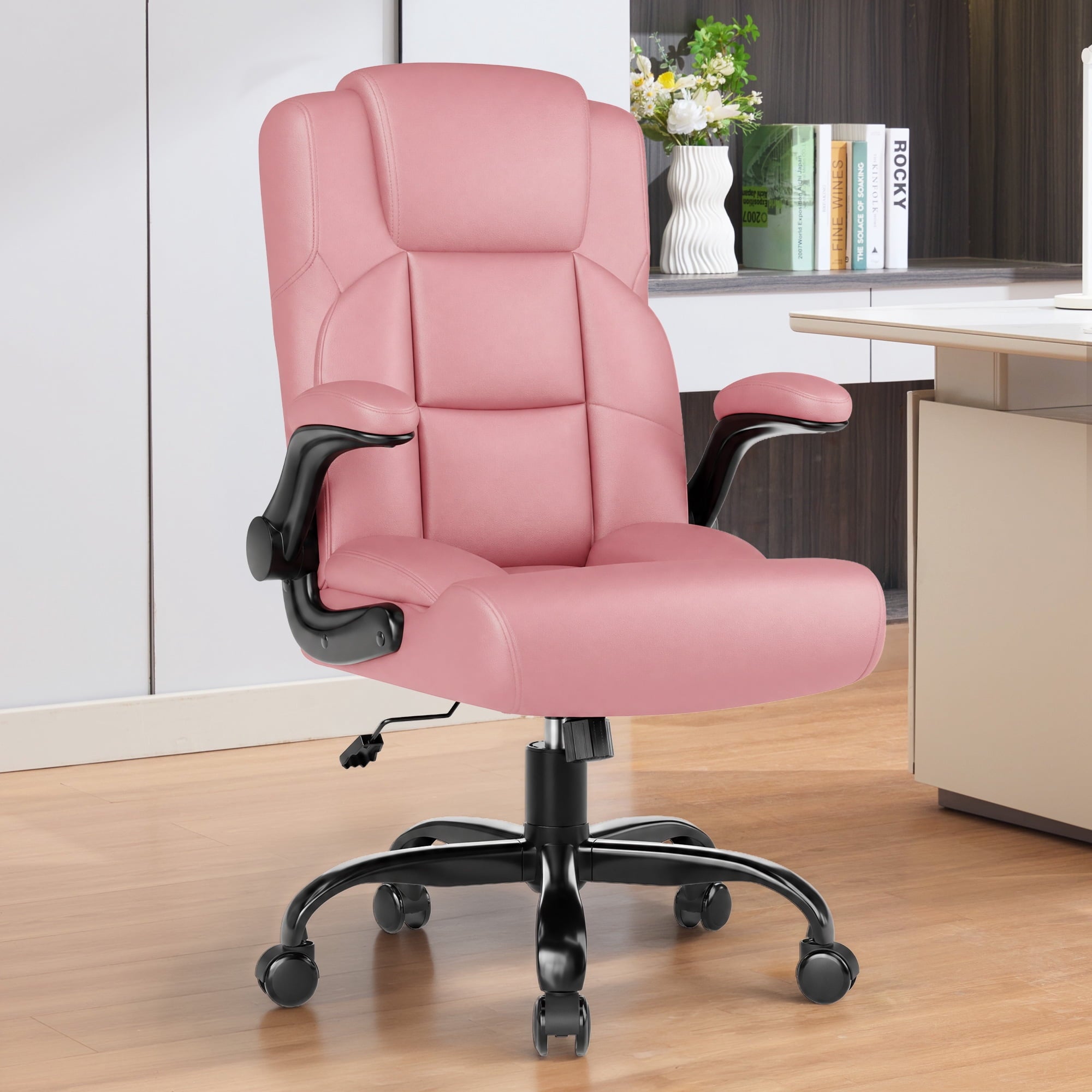JONPONY Leather Office Chair, Big and Tall Office Chair 400LBS Wide Seat Ergonomic Computer Desk Chair High Back Executive Leather Chair Adjustable Task Chair Lumbar Back with 1-Year Warranty, Black