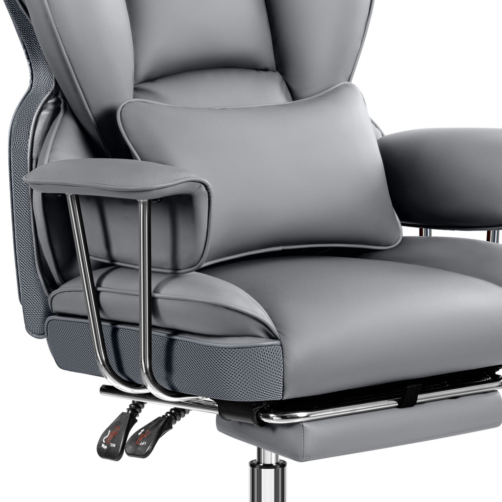 COOLHUT Big and Tall Office Chair 500LBS Wide Seat Ergonomic Computer Desk Chair, PU Leather Executive Office Chair with Footrest, Adjustable Task Chair Lumbar Back Support 8 Hour, Black