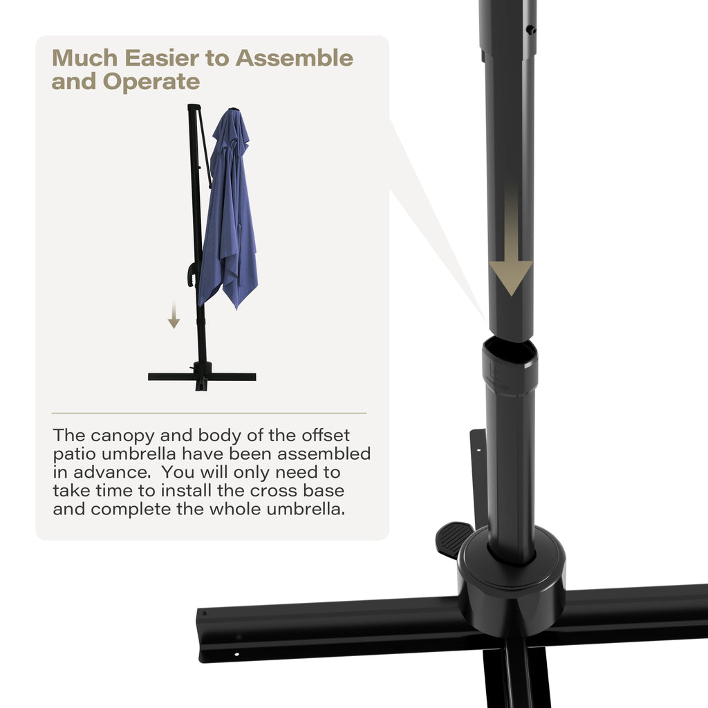 LAUSAINT HOME Outdoor Patio Umbrella, 10 Feet Large Cantilever Windproof Offset Umbrella with 360-degree Rotation for Backyard,Pool,Lawn,Deck,Gray