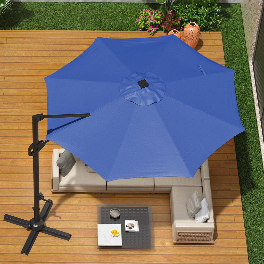 360° Rotating Cantilever Patio Umbrella – Heavy-Duty Waterproof Oxford Canopy, Adjustable Tilt, Rust-Proof Aluminum Frame, Easy Crank, Cross Base – Large Sun Shade for Garden, Poolside, Patio – Grey