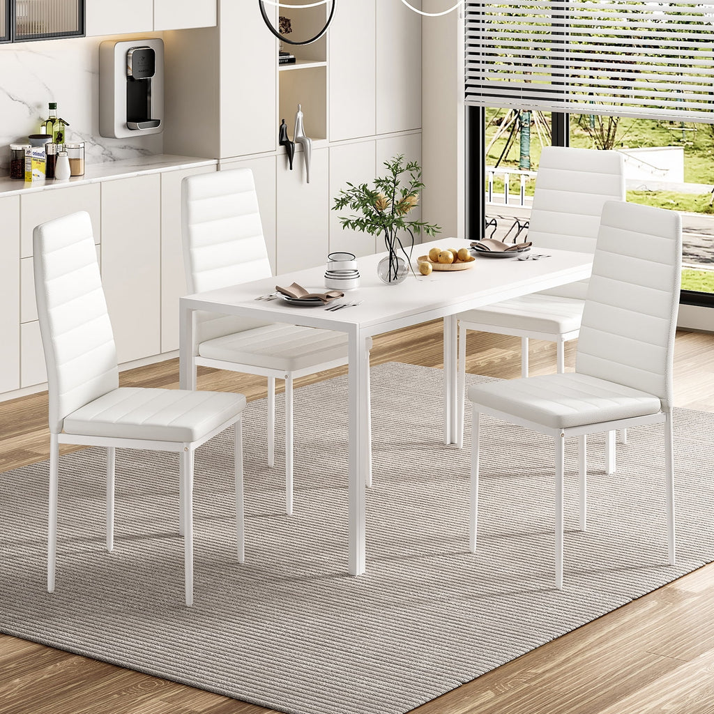 Farini White Dining Chairs Set of 4 for Kitchen Room,PU Leather Kitchen Side Chairs with Metal Frame