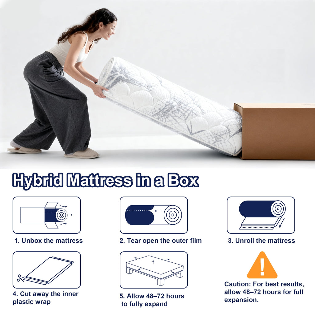 FOLVUTY Queen Mattress 14 inch Hybrid Mattress Cooling Gel Memory Foam Mattress with Chill-Touch Fabric Top in a Box,Pressure Relief,CertiPUR-US