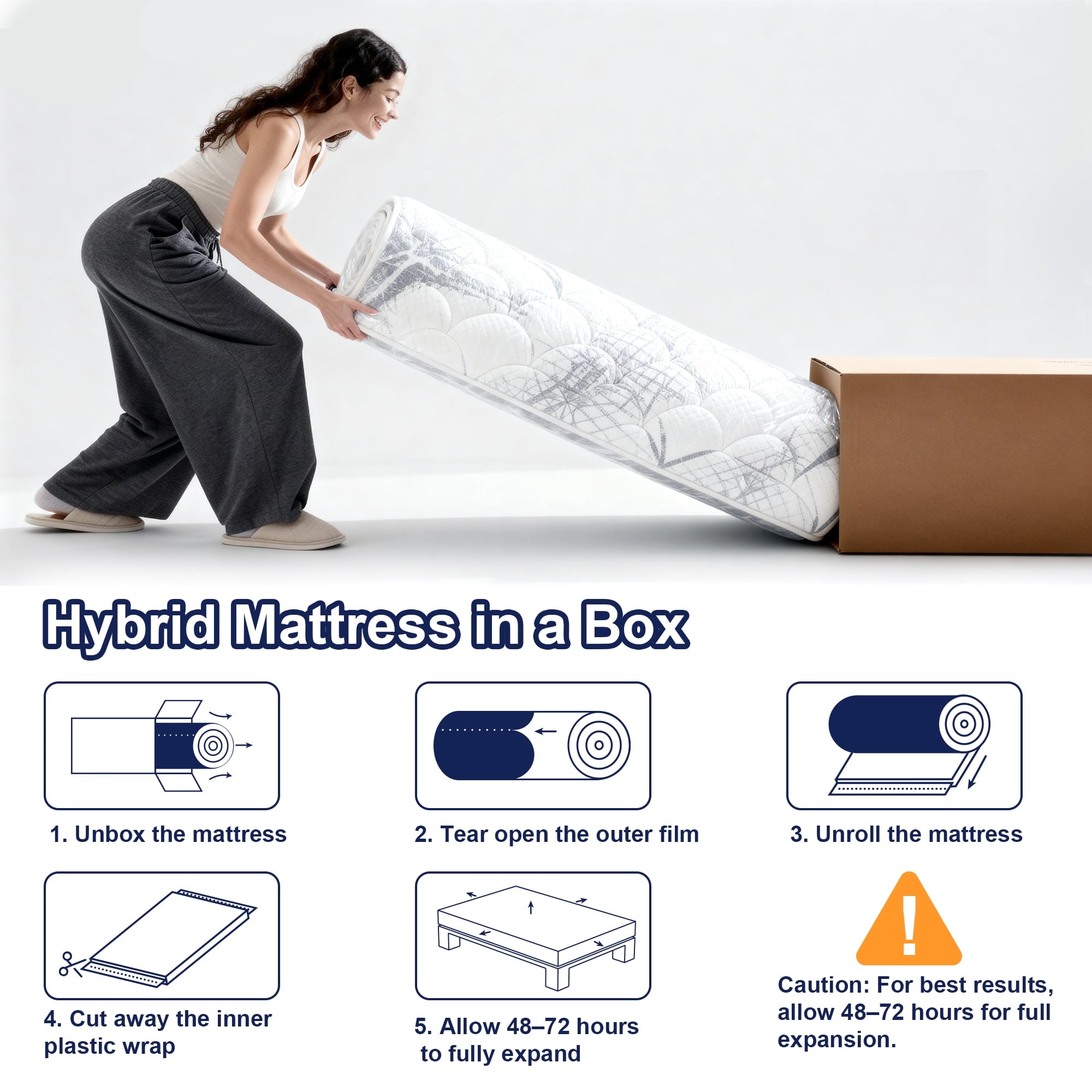 FOLVUTY Queen Mattress 14 inch Hybrid Mattress Cooling Gel Memory Foam Mattress with Chill-Touch Fabric Top in a Box,Pressure Relief,CertiPUR-US