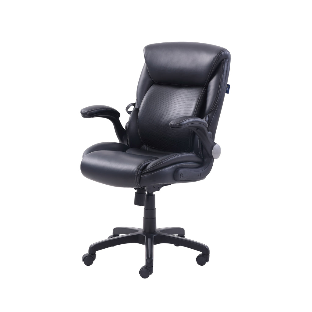 Serta Air Lumbar Bonded Leather Manager Office Chair, Gray Faux Leather