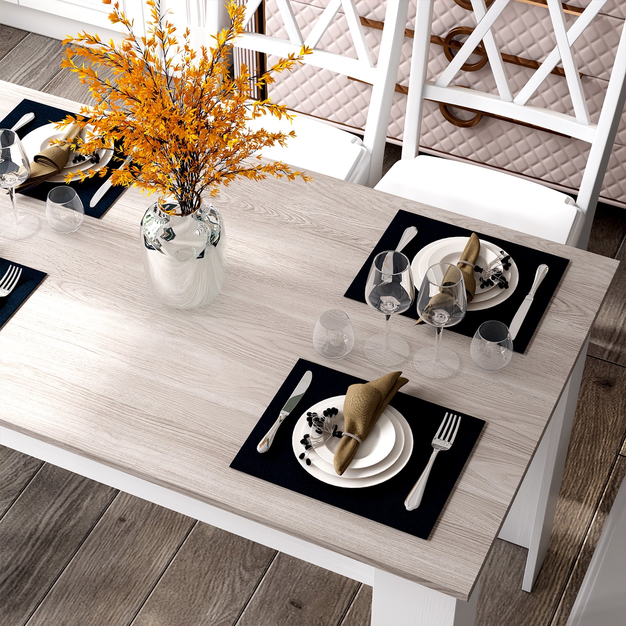 Costway Dining Table 47 Inch Kitchen Dining Table Rectangular for Small Space Dark Gray