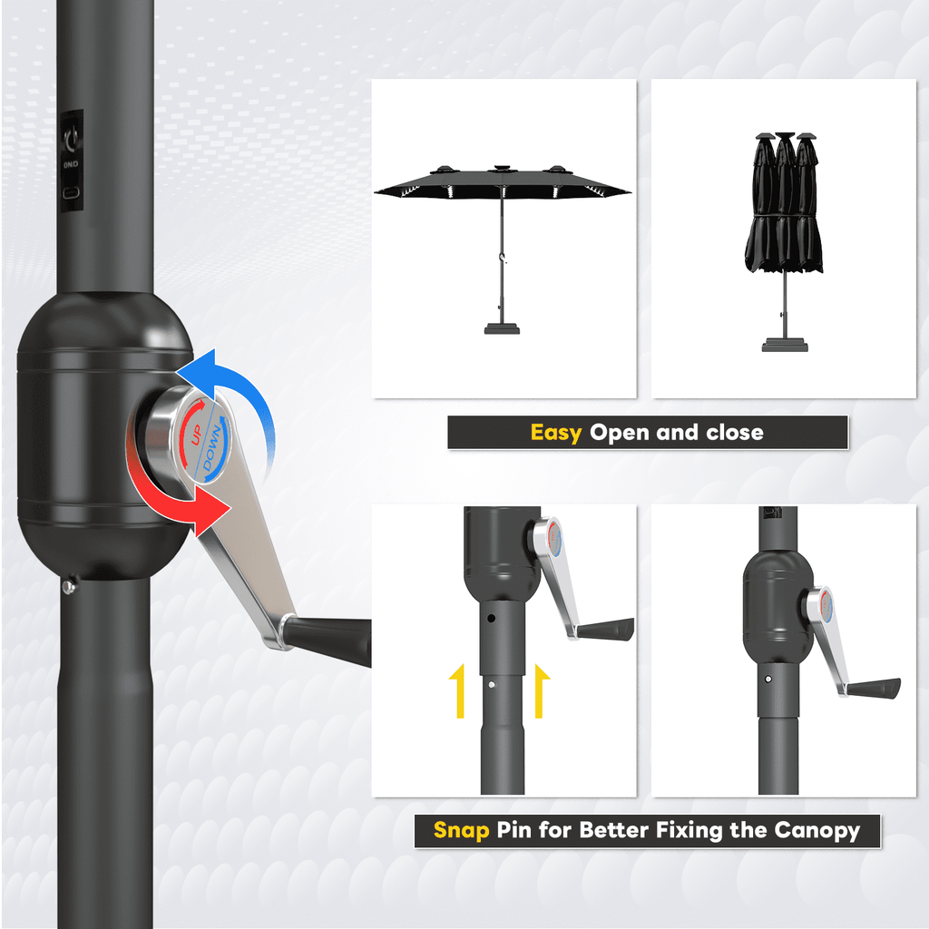 AECOJOY 10x10ft Outdoor Cantilever Patio Umbrella with Base, 360° Tilt & Rotate, Beige