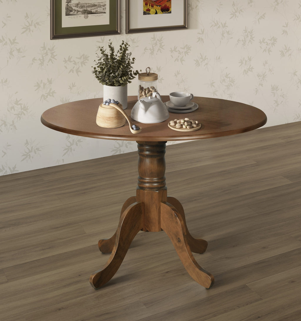 Home Design Olivia Dining Table with Round Pedestal Top, Mid-Century Modern Style, Easy Assembly, Black