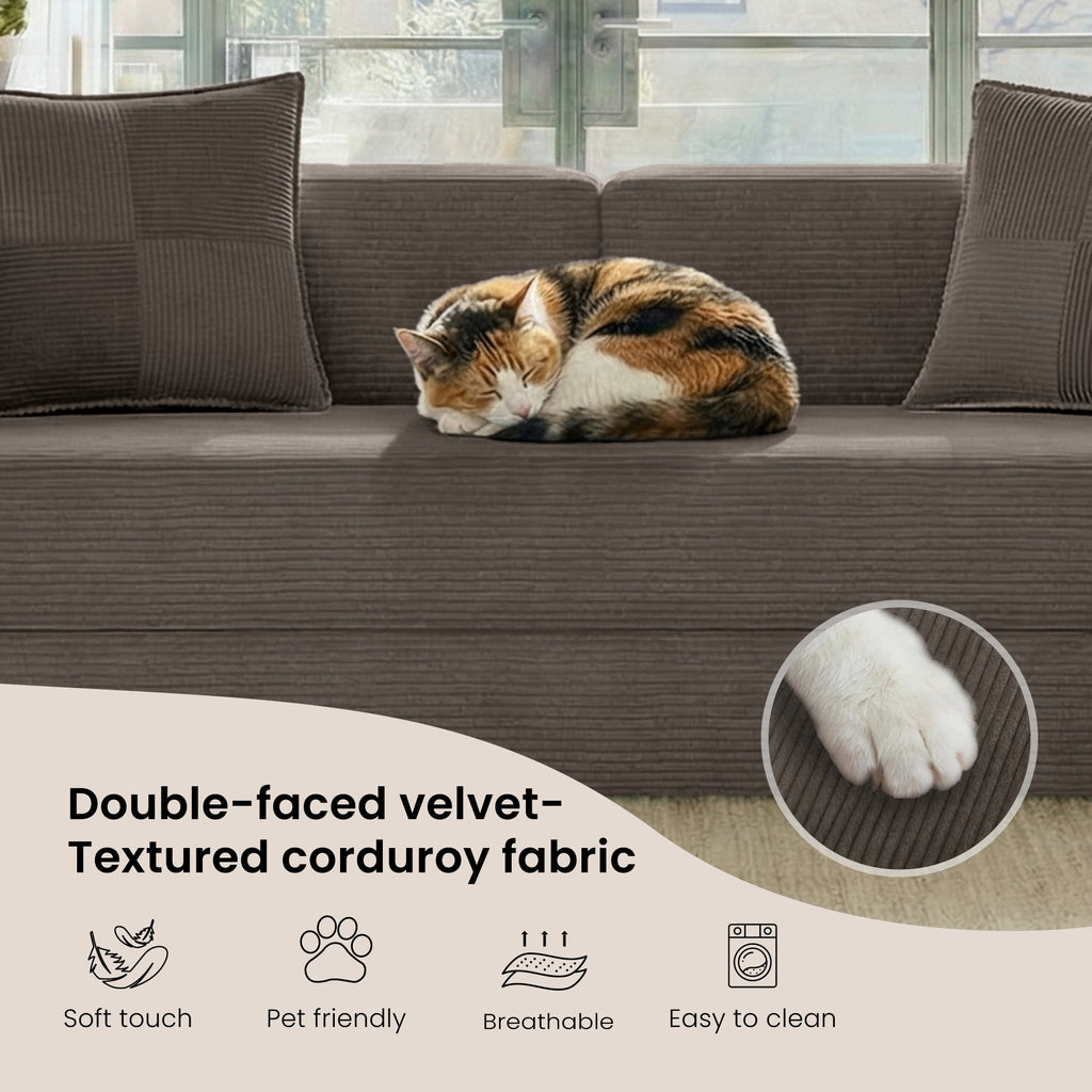 BELHOME 5-in-1 Convertible Sofa Bed, 78.8 Sleeper Sofa Boneless Couch with Side Pockets, Folding Floor Sofa Compression Sofa for Living Rooms No Assembly Required