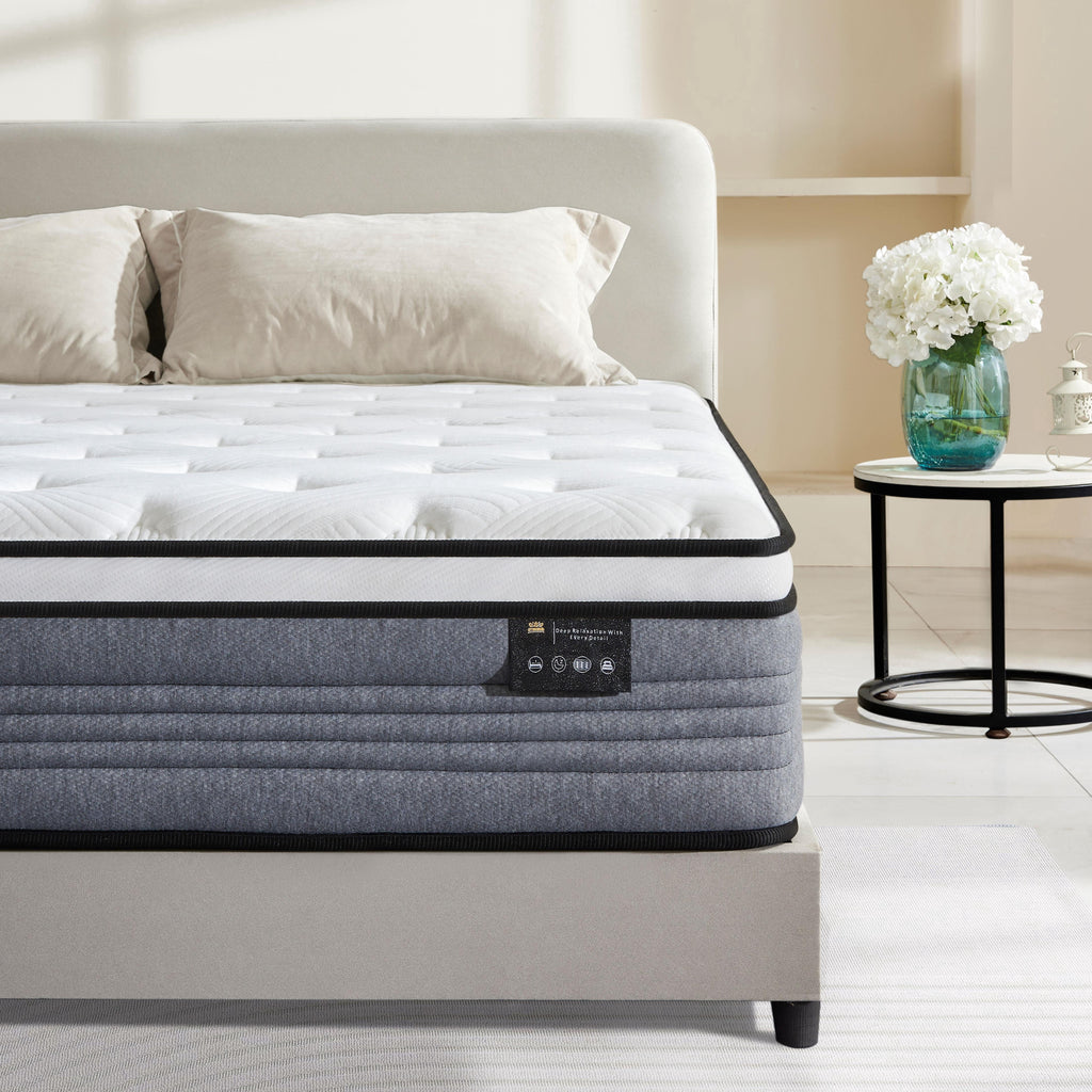 Giovanly 12 inch Queen Hybrid Mattress in a Box, Memory Foam and Individually Wrapped Pocket Coils, Medium Firm, Motion Isolation & Edge Support, Breathable Cooling Gel, CertiPUR-US Certified