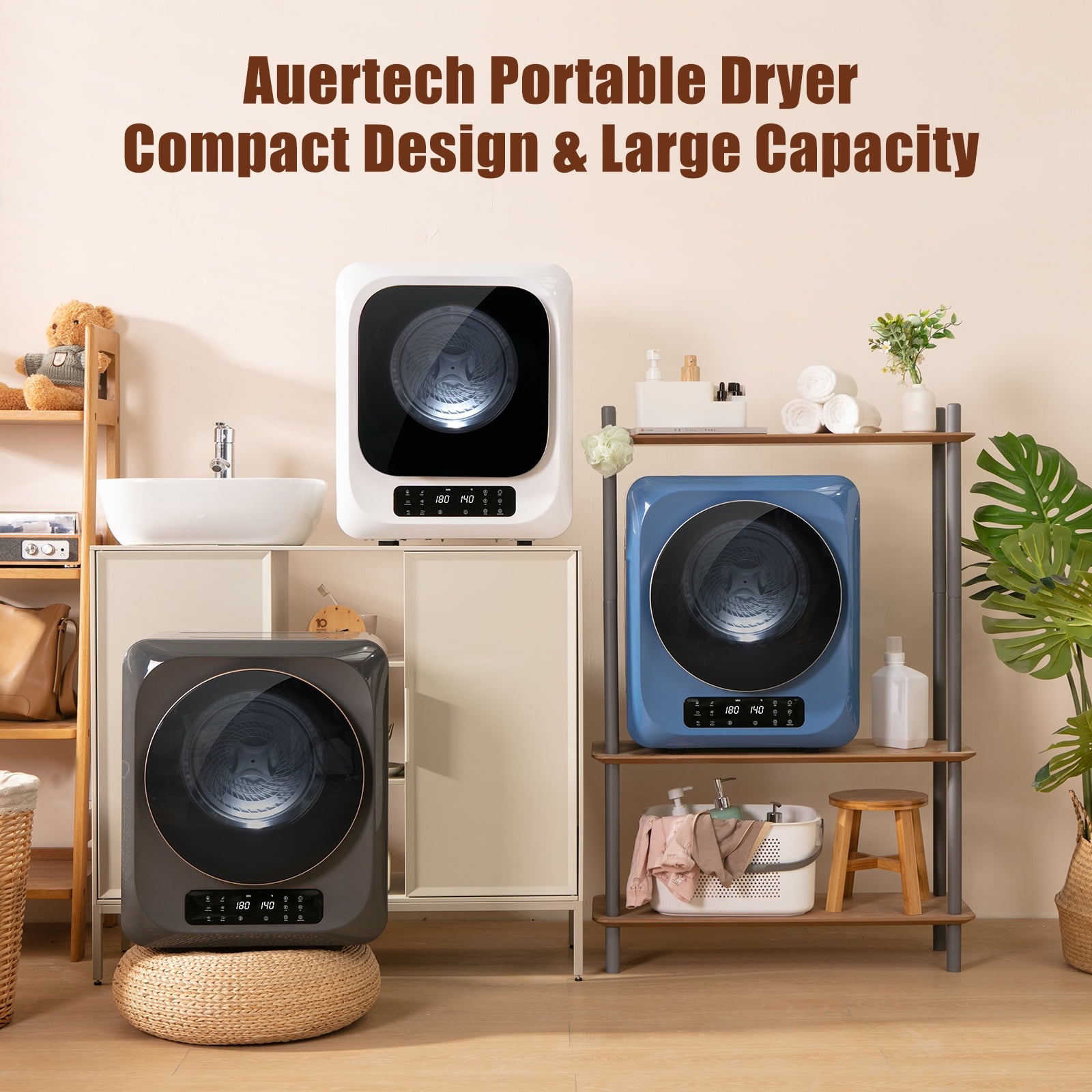 Auertech 1.6 cu ft 120 V Gray Electric Portable Clothes Dryer