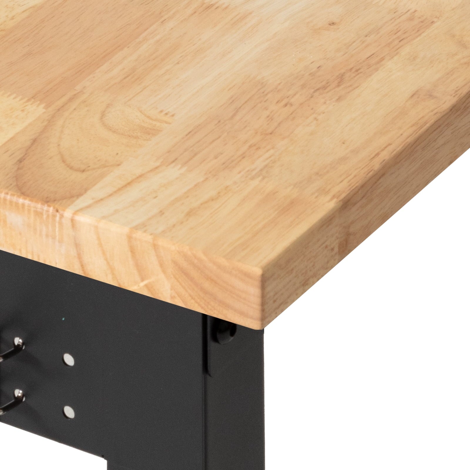 Adjustable Workbench, 5000 lbs Capacity, 96 x 24 Inch Oak Wood Top Workstation with 4 AC Outlets & 2 USB Ports, Heavy-Duty Hardwood Worktable for Garage, Workshop, Home, Office, Commercial